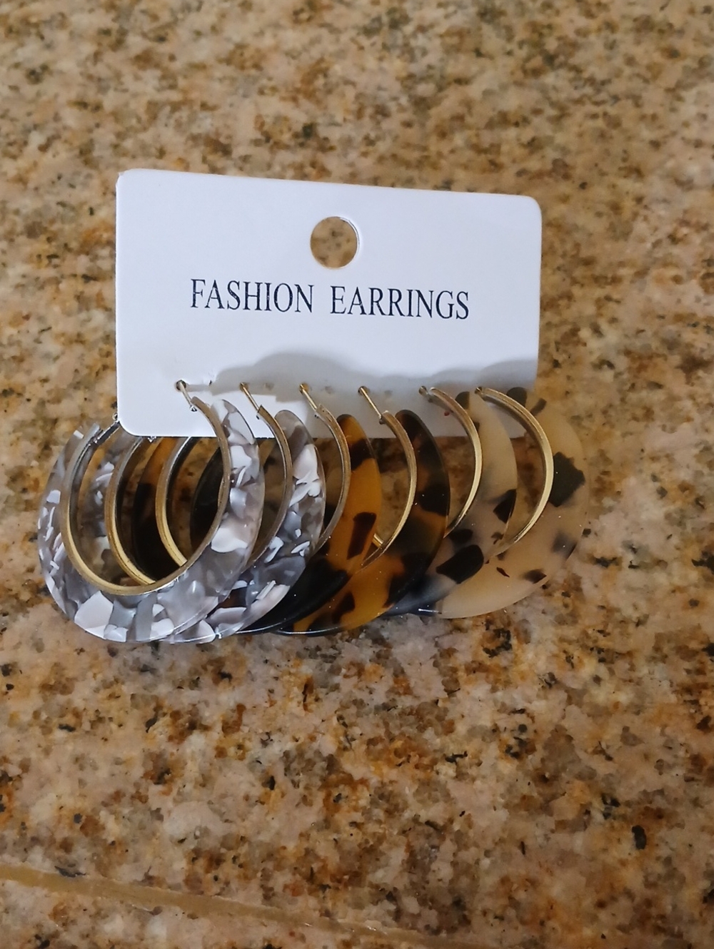 Tortoiseshell and Gray Hoop Set